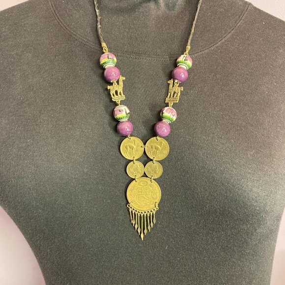 Vintage Peruvian Coin Necklace - Picture 1 of 9